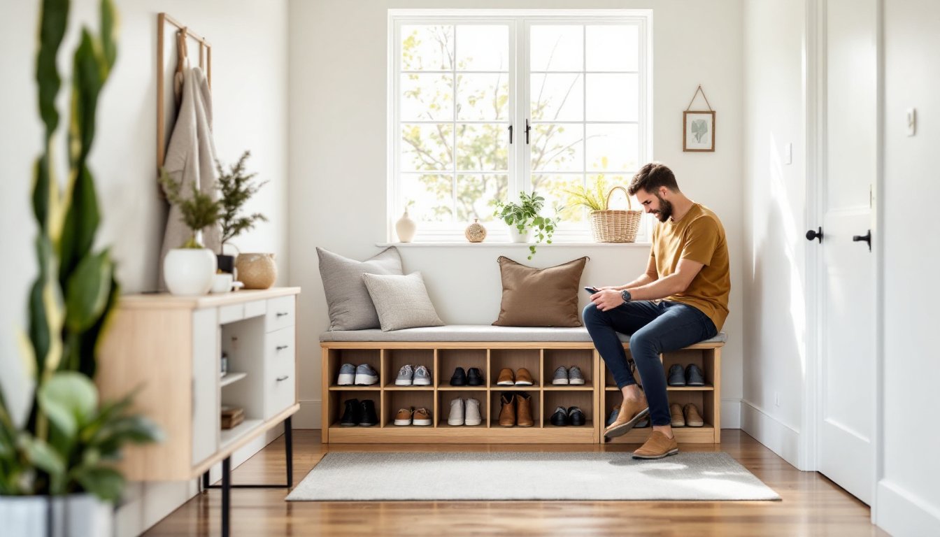 entryway shoe storage bench