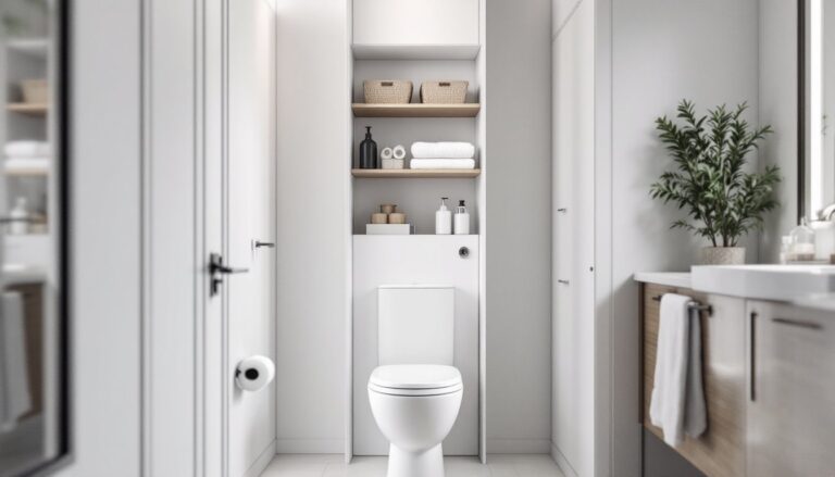 behind toilet storage