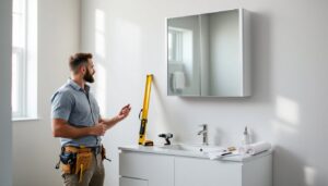 bathroom cabinet in wall