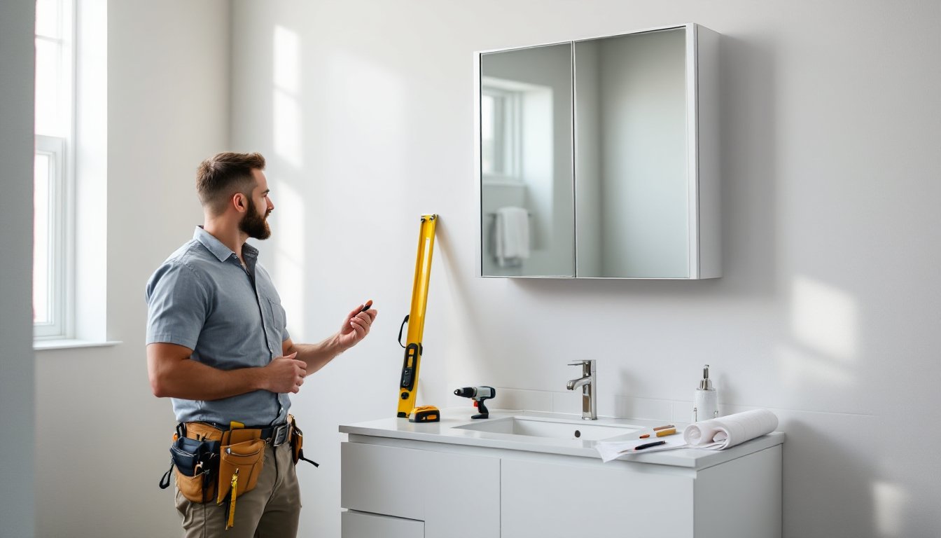 bathroom cabinet in wall