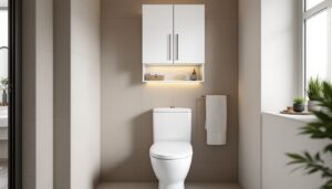 over the commode cabinet