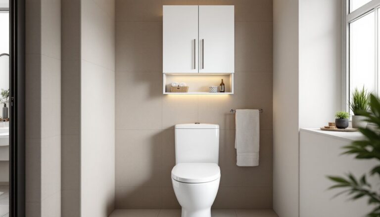 over the commode cabinet